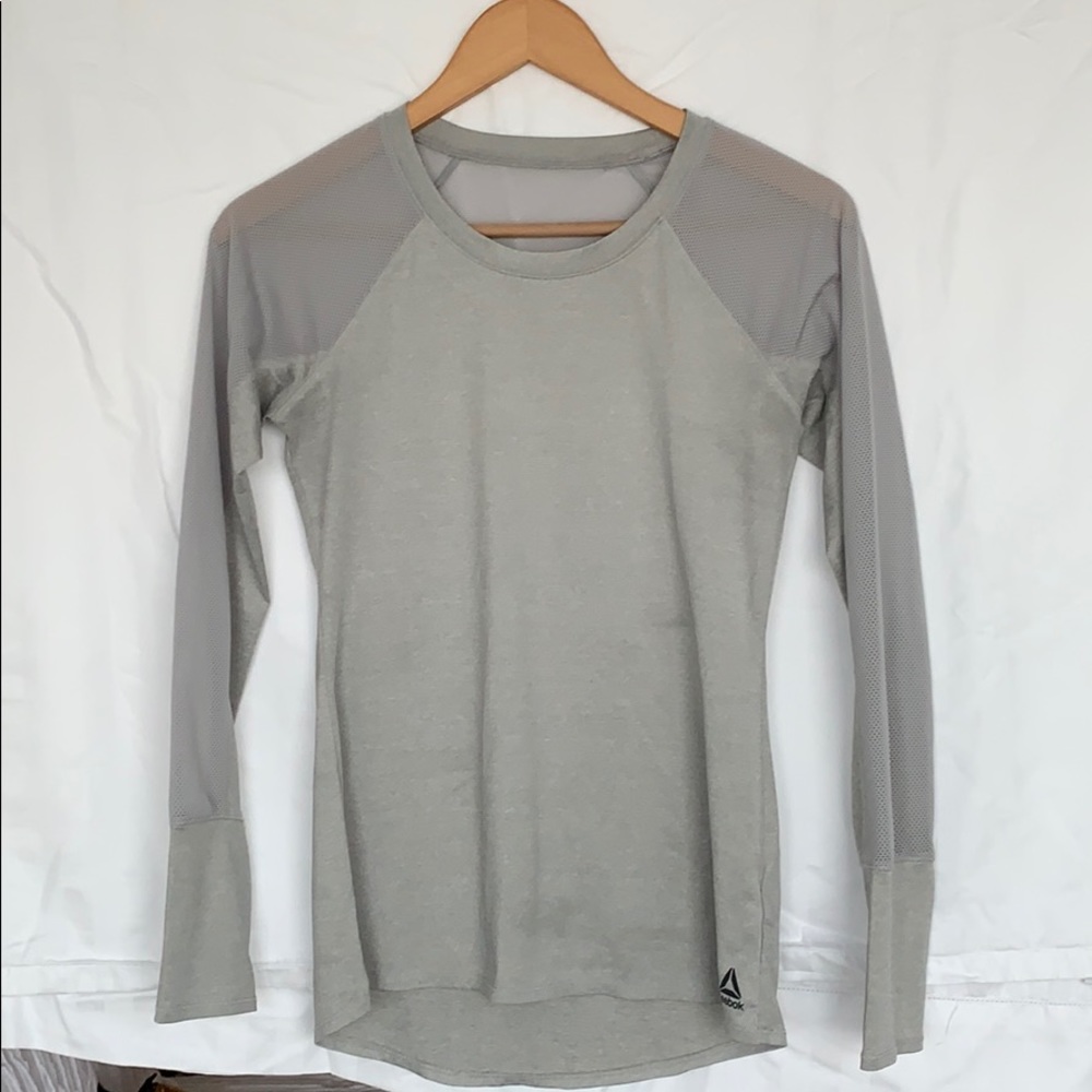 Grey Reebok Workout dry fit long sleeve tee